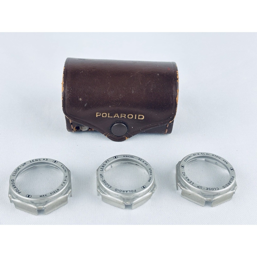 Polaroid Close-Up Lens Kit Measuring Tape Vintage Camera Accessory Leather Case